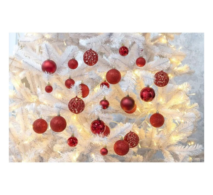 DEKORATIVNÍ PLASTOVÁ CETKA 6CM SADA 35 KS ČERVENÁ