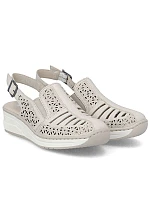 Dámské béžové kožené sandály na platformě Rieker 48763-60