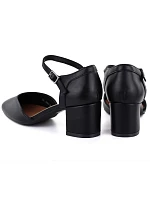 Dámské černé sandály na jehlovém podpatku Sergio Leone SK844 Dámské černé sandály na jehlovém podpatku Sergio Leone SK844