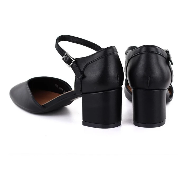 Dámské černé sandály na jehlovém podpatku Sergio Leone SK844 Dámské černé sandály na jehlovém podpatku Sergio Leone SK844