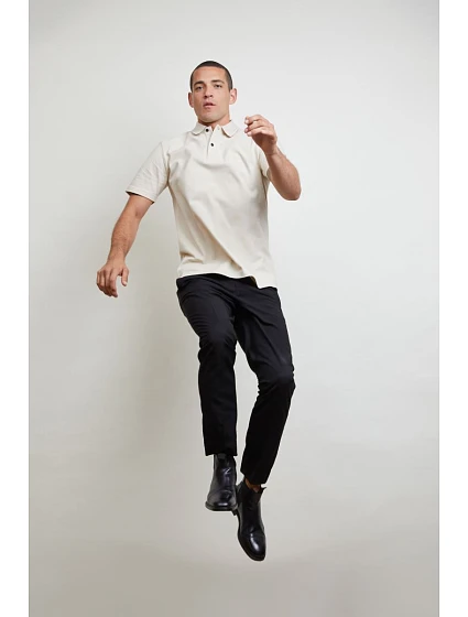 Unisex piqué polo z těžké bavlny dusty beige model 22442385 - NEOBLU Unisex piqué polo z těžké bavlny dusty beige model 22442385 - NEOBLU