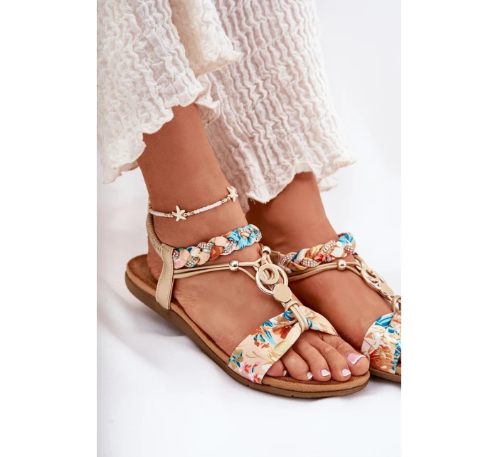 Dámské Ploché Sandály S Pásky A Ozdobou  Zlaté model 21693407 - Artiker