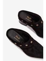 Semišové dámské kožené boty na podpatku D&A model 22031846 Černé - S.Barski