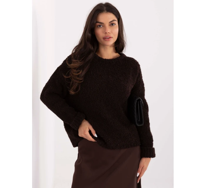 Sweter MI SW model 21749815 ciemny brązowy - FPrice Sweter MI SW model 21749815 ciemny brązowy - FPrice