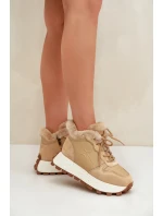 Kožené dámské tenisky trapery s kožíškem na platformě Big Star OO274A330 béžové Kožené dámské tenisky trapery s kožíškem na platformě Big Star OO274A330 béžové