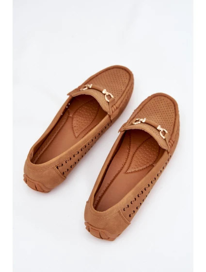 Dámské perforované mokasíny s ozdobou Kaydance – camel
