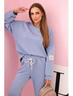 Komplet teplákové + kalhoty máslová látka světlý denim