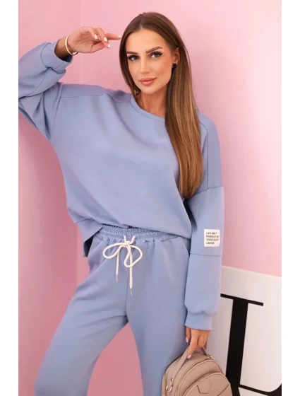 Komplet teplákové + kalhoty máslová látka světlý denim Komplet teplákové + kalhoty máslová látka světlý denim