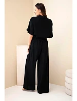 Dámský viskózový model 22185769 komplet se širokými kalhotami černý - K-Fashion