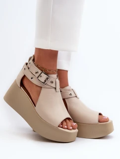 Zazoo 1732 Kožené sandály na klíně Beige