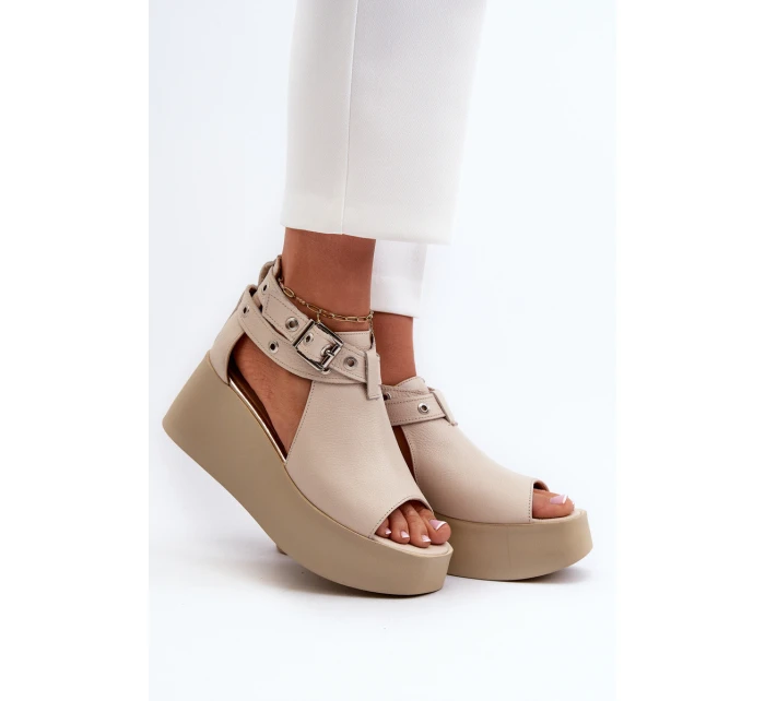 Zazoo 1732 Kožené sandály na klíně Beige