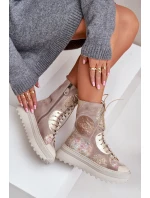 Kožené Semišové Boty Na Platformě Zateplené Maciejka 06565-04 Béžové