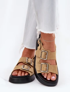 Semišové Dámské Sandály S Přezkami Big Star model 21694377 Béžové - Big Star Shoes