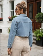 Krátká dámská košile s kapsou, džínová modrá, FashionStreet TY5691 Krátká dámská košile s kapsou, džínová modrá, FashionStreet TY5691