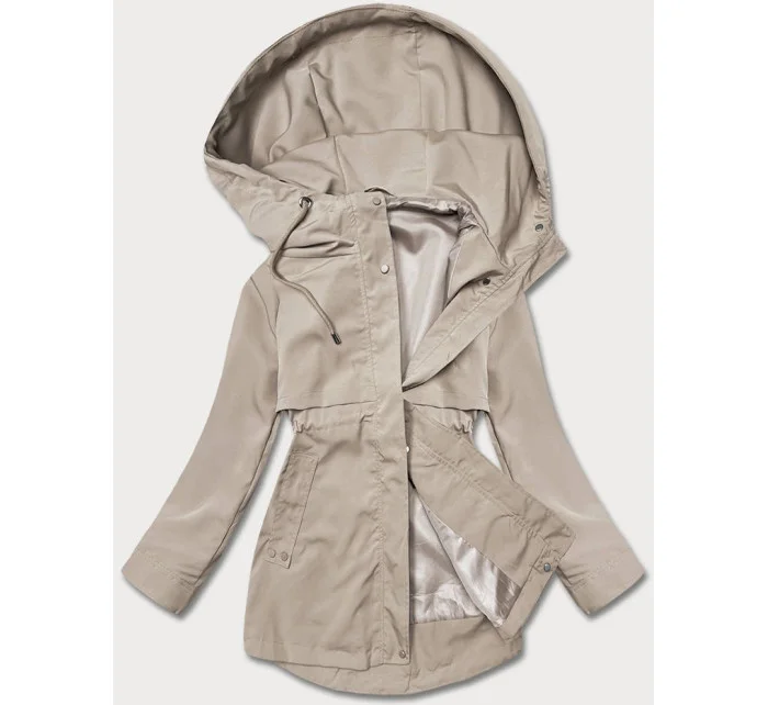 Tenká béžová dámská bunda s podšívkou (B8128-12)