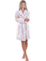 Dámský župan Flora s kapucí krátký 4856 vzorovaný dove grey - Vestis
