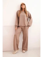 Dámská bavlněná souprava se širokými nohavicemi a dlouhým rukávem mikiny fango