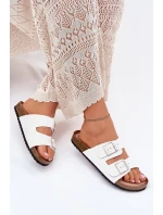 Dámské Pantofle Na Korkové Platformě S Přezkou Bílé model 21699941 - Boto