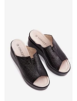 Dámské sandály z přírodní kůže na platformě Vinceza 95392 Černé