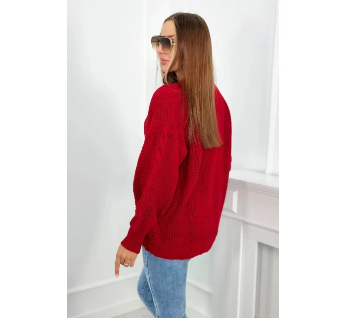 Svetr na knoflíky model 20774210 červený - Kesi Svetr na knoflíky model 20774210 červený - Kesi
