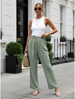 Dámské kalhoty se širokými nohavicemi, zelené, FashionStreet UY3072 Dámské kalhoty se širokými nohavicemi, zelené, FashionStreet UY3072