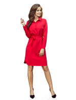 CAMILLE - Červené dámské košilové šaty se zavazováním 284-1