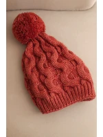 Dámská zimní čepice vlněná s krystaly a vzorem model 21859313 mocca - K-Fashion