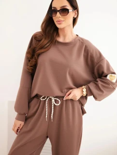 Dámský máslový komplet s volnou mikinou a kalhotami s nápisem LOVE model 22010242 - K-Fashion