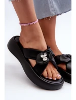 Dámské kožené sandály na platformě černé model 21658568 - Goe