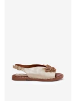 Dámské sandály na plochém podpatku se zdobením zlaté model 21686846 - Boto