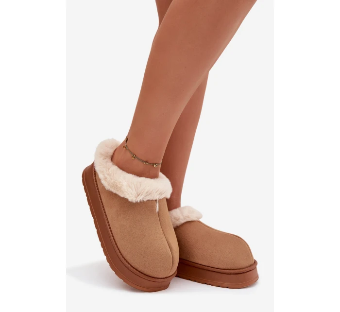 Dámské pantofle s kožíškem Camel Eveline