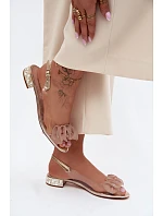 Dámské sandály průhledné s krystaly Zlaté D&A MR61-9002