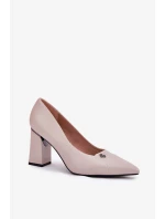 Elegantní dámské lodičky na širokém podpatku Vinceza – šedé