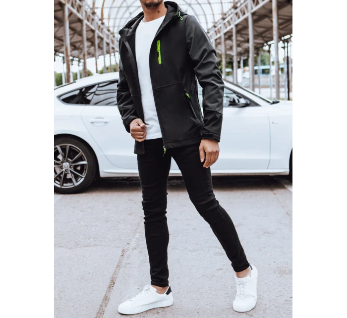 Pánská softshellová bunda s kapucí černá FashionStreet TX4464 Pánská softshellová bunda s kapucí černá FashionStreet TX4464