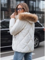Dámská prošívaná zimní bunda s kapucí bílá FashionStreet TY5236 Dámská prošívaná zimní bunda s kapucí bílá FashionStreet TY5236