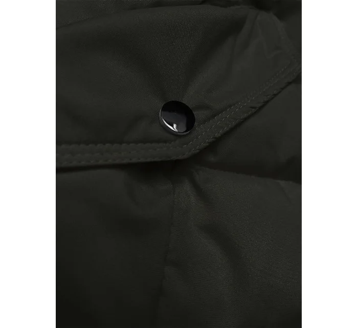 Péřová dámská zimní bunda v army barvě (2M-007)