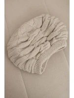 Dámská zimní čepice z vlny s ozdobným vzorem a kamínky model 21878087 béžová - K-Fashion