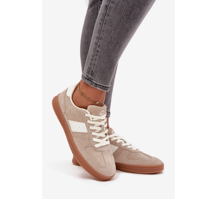 Semišové dámské tenisky model 21708296 Béžové - VINCEZA