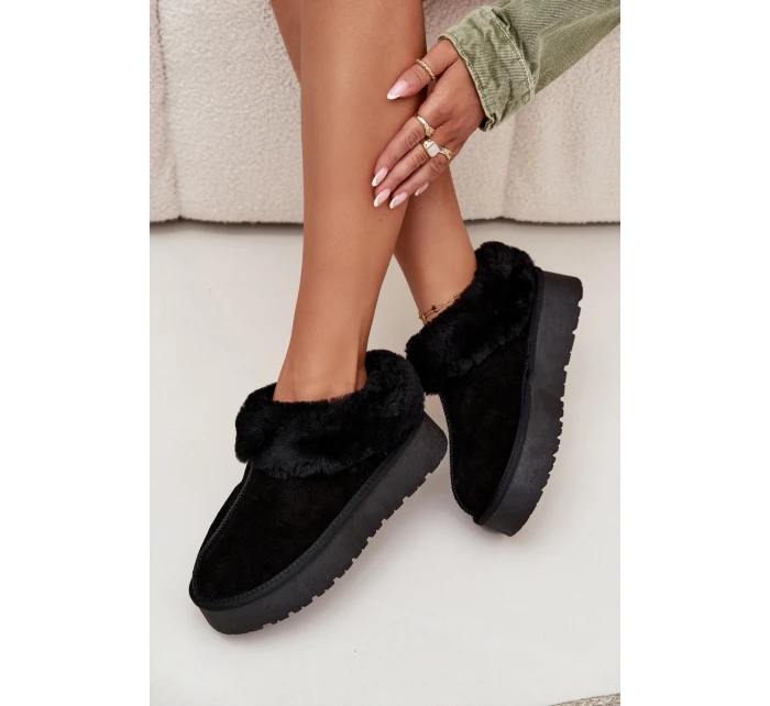 Kožené semišové sněhule dámské s kožešinou Černé model 21709719 - Boto Kožené semišové sněhule dámské s kožešinou Černé model 21709719 - Boto