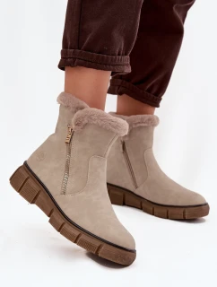 Dámské sněhule na platformě s kožešinou Béžové model 21714514 - EVENTO