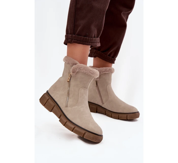 Dámské sněhule na platformě s kožešinou Béžové model 21714514 - EVENTO