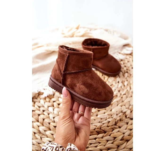 Dětské Teplé Sněhule Semišové Hnědé Gooby