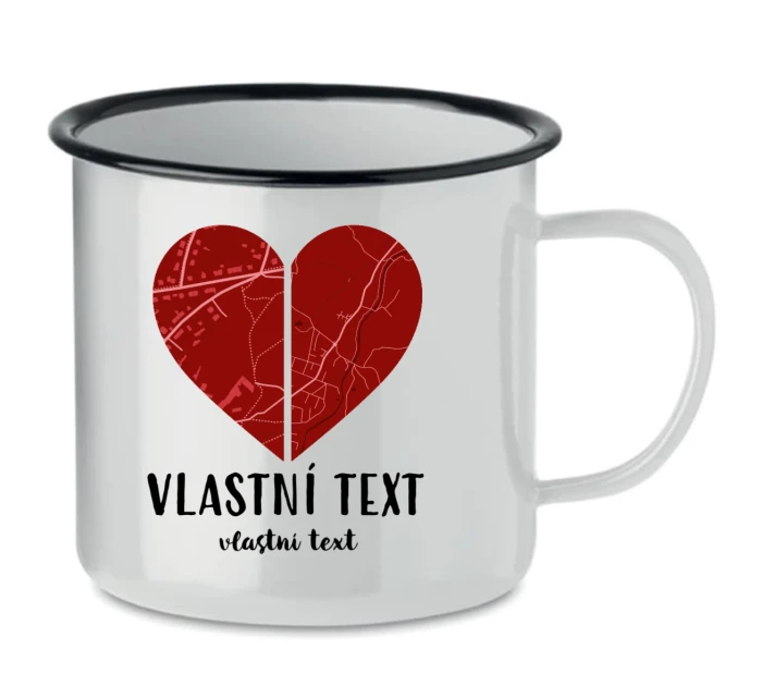 Personalizovaný retro plecháček - dvě mapy jako srdce Personalizovaný retro plecháček - dvě mapy jako srdce