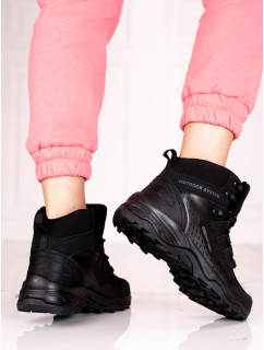 Krásné černé dámské  trekingové boty bez podpatku