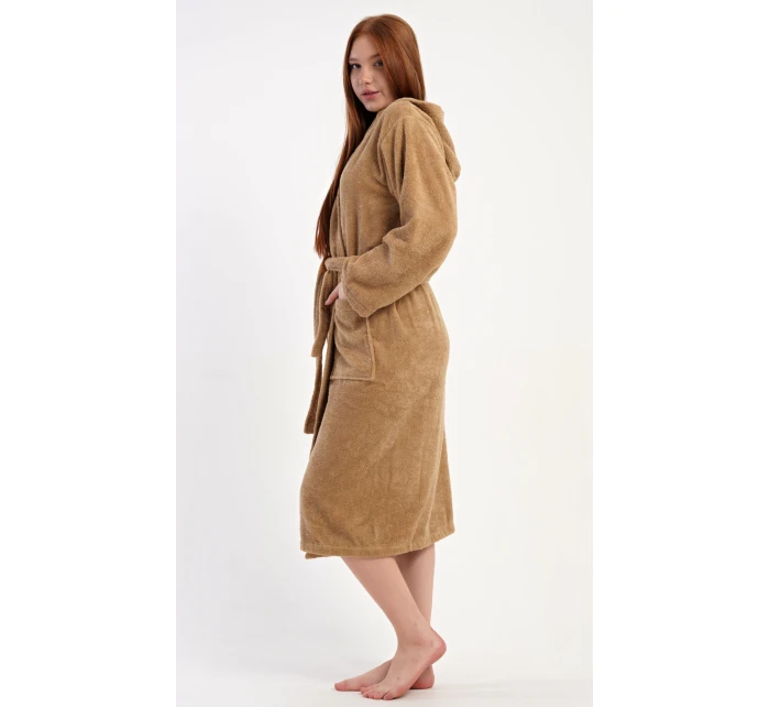 Dámský župan dlouhý s kapucí Karamelka