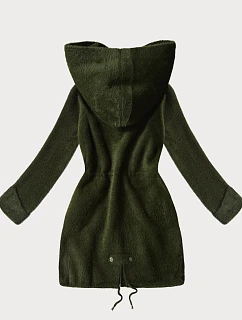 Vlněná bunda typu alpaka v army barvě s kapucí model 21482437 - MHM