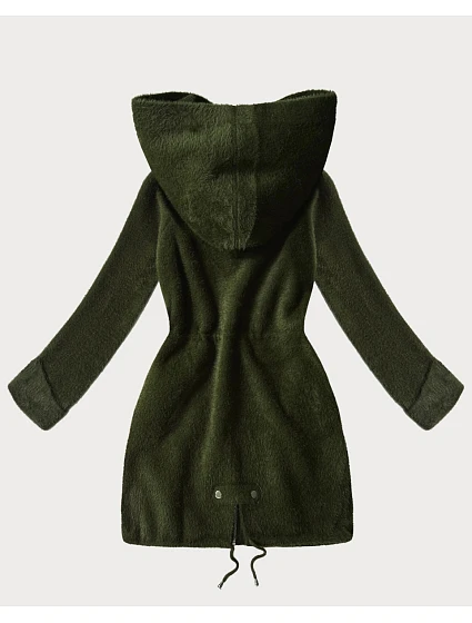 Vlněná bunda typu alpaka v army barvě s kapucí model 21482437 - MHM