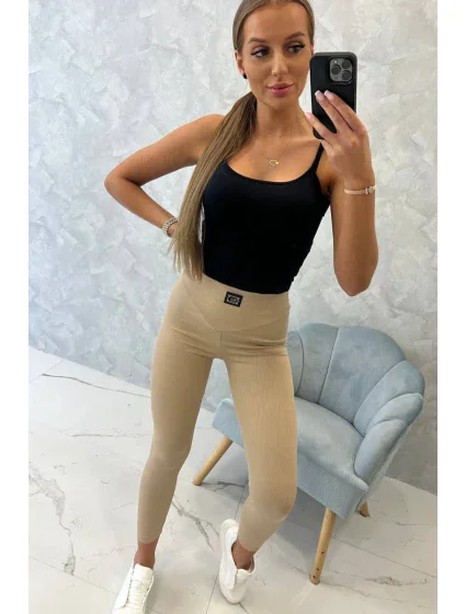 Žebrované legíny béžové Žebrované legíny béžové