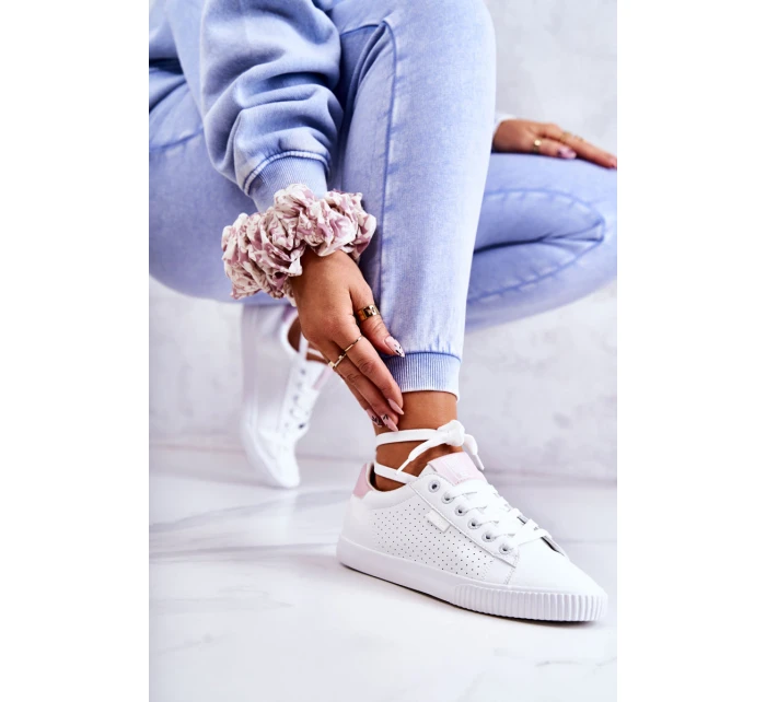 Dámské Kožené Tenisky BIG STAR HH274073 Bile-Růžové