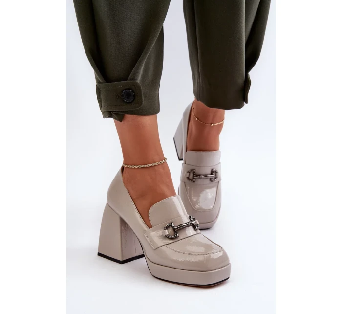 Dámské patentované boty na vysokém podpatku Šedá D&A Dámské patentované boty na vysokém podpatku Šedá D&A